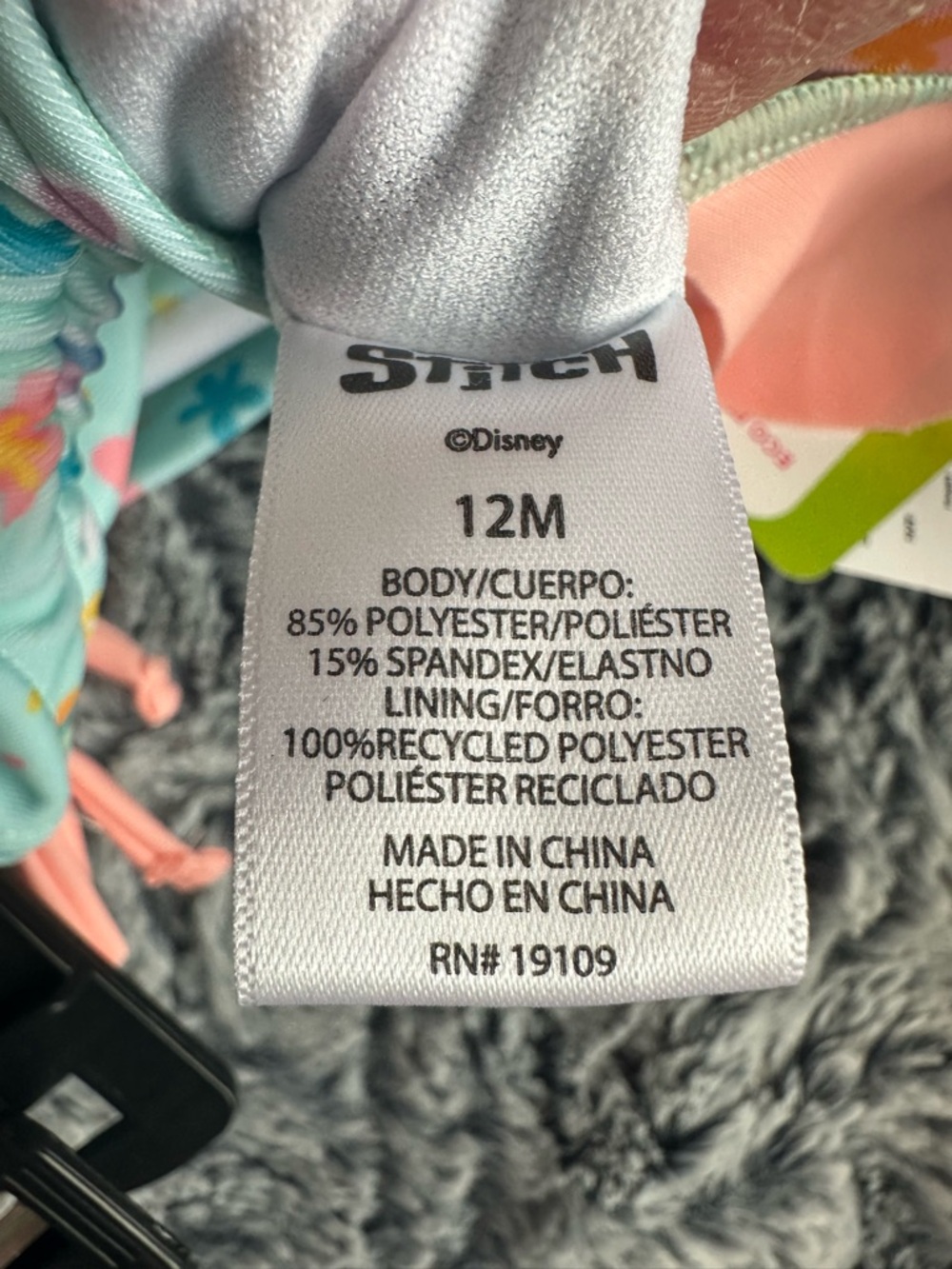 NWTS Disney Stitch Two-Piece Tankini Set - Pink, Aqua  Sz 12 months - Picture 7 of 7